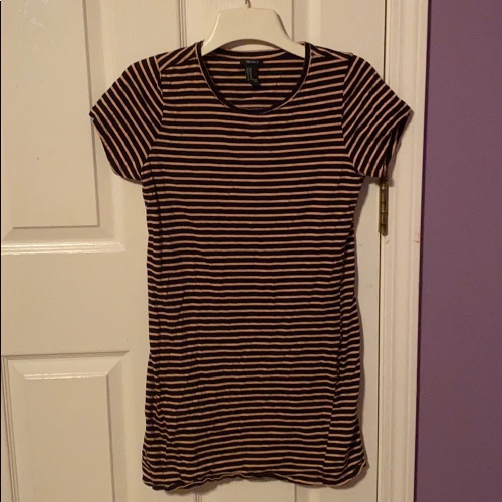 Black and pink striped T-shirt dress